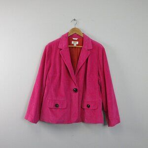 Talbots Woman Corduroy Blazer 20W Pink Cotton Hot Legally Blonde Preppy Vtg 69